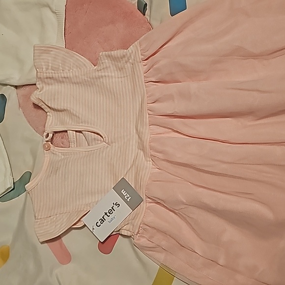 NWT Carter's 12m.set of pink unicorn 🦄  dress and white sweater with buttons - Picture 4 of 11